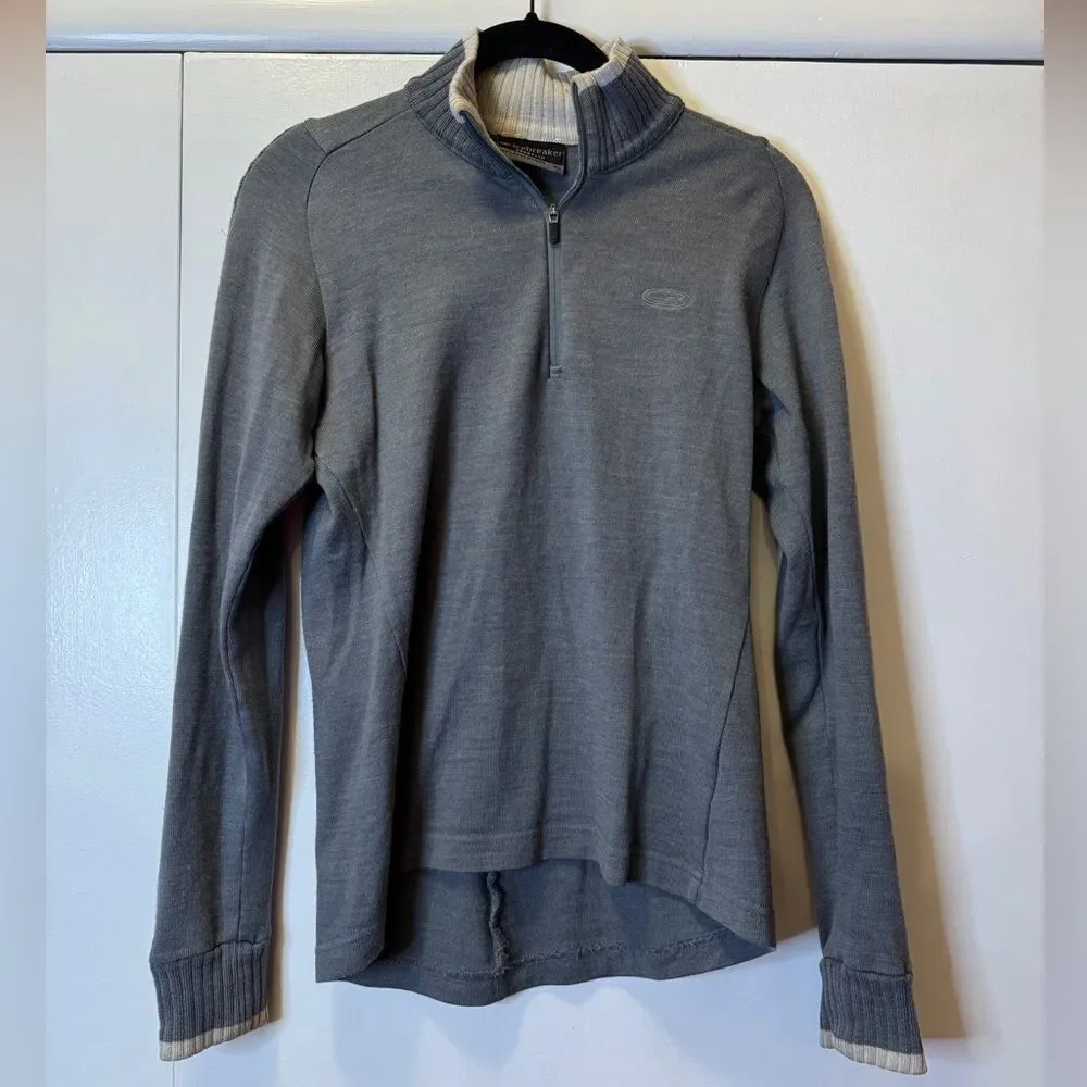 ICEBREAKER 100% Pure Merino Wool 1/4 Zip Sweater Gray Women’s Size Small